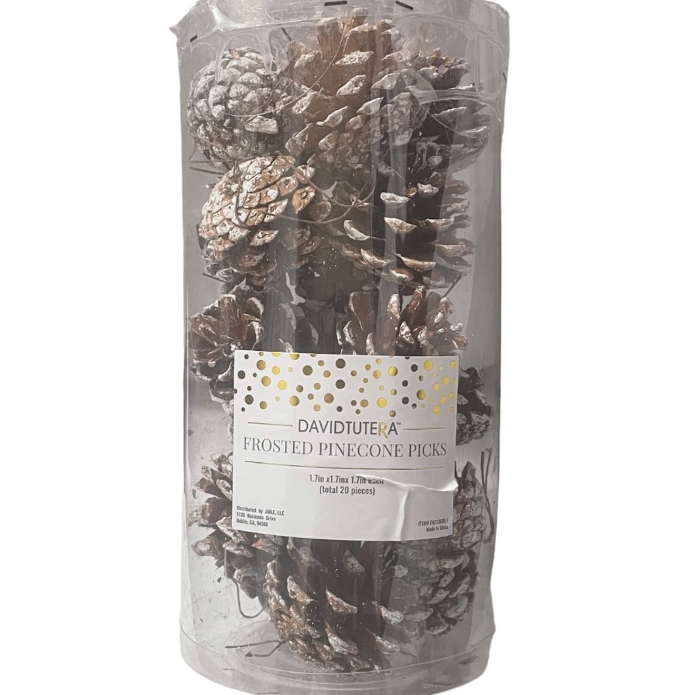 David Tutera 20pc Frosted Pinecone Picks NWT